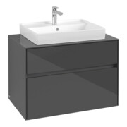 V&B Collaro Meuble sous-lavabo 80x54,8x50cm, vasque centrale, gris brillant