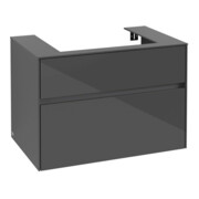 V&B Collaro Meuble sous-lavabo 80x54,8x50cm, vasque centrale, gris brillant-3
