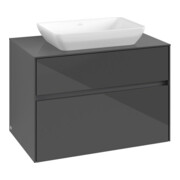 V&B Collaro Meuble sous-lavabo 80x54,8x50cm, vasque centrale, gris brillant