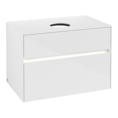 V&B Collaro Meuble sous lavabo 80x54,8x50cm, WT mi, LED 5,7 W, blanc brillant