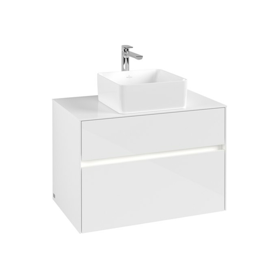 V&B Collaro Meuble sous lavabo 80x54,8x50cm, WT mi, LED 5,7 W, blanc brillant