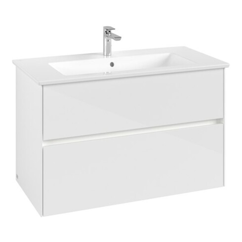V&B Collaro Meuble sous-lavabo 96,1x61x48cm, WT mi, LED 7W, blanc brillant