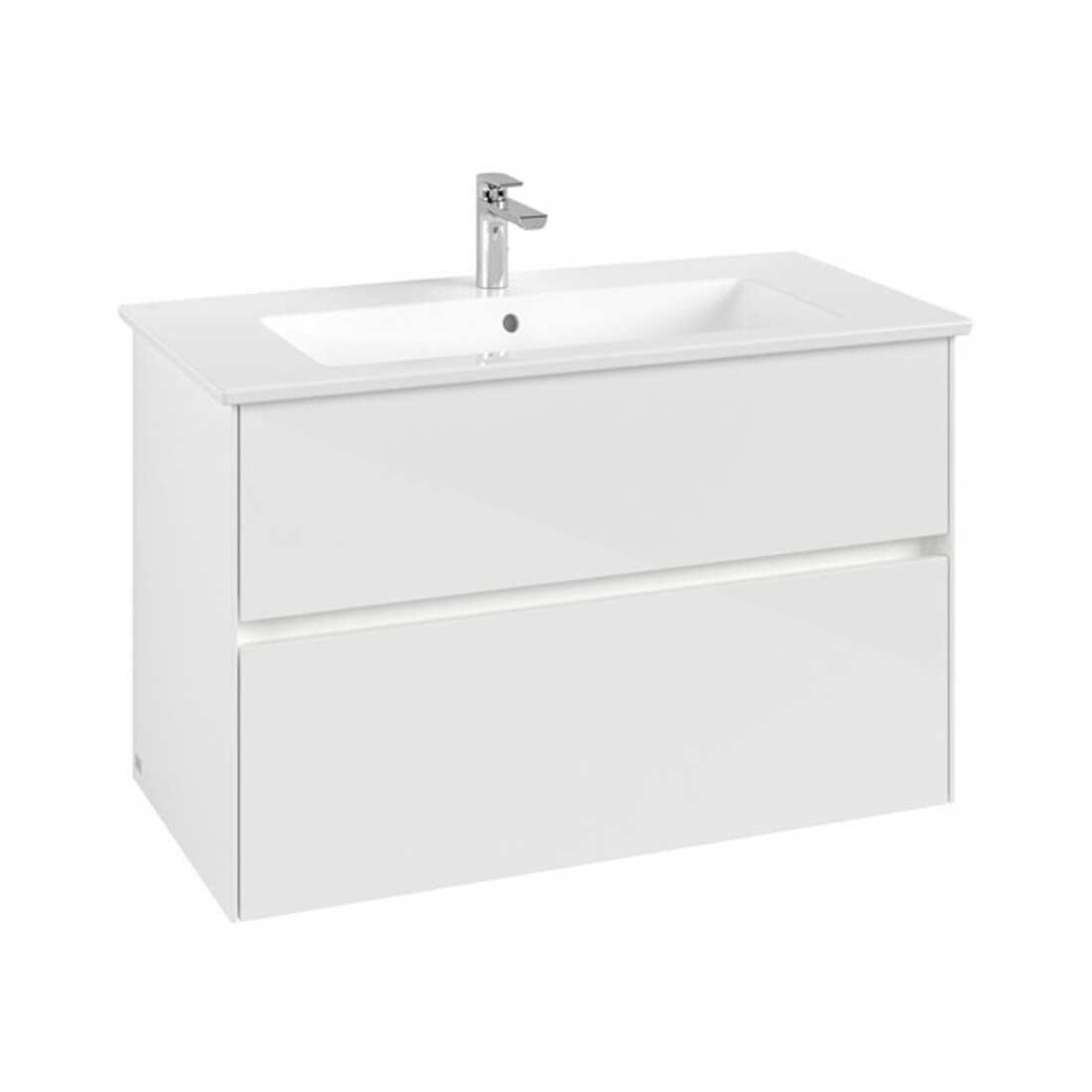 V&B Collaro Meuble sous-lavabo 96,1x61x48cm, WT mi, LED 7W, blanc brillant