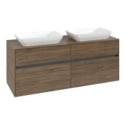 V&B Collaro Sous-meuble lavabo 140x54,8x50cm, 2 tiroirs, chêne Arizona