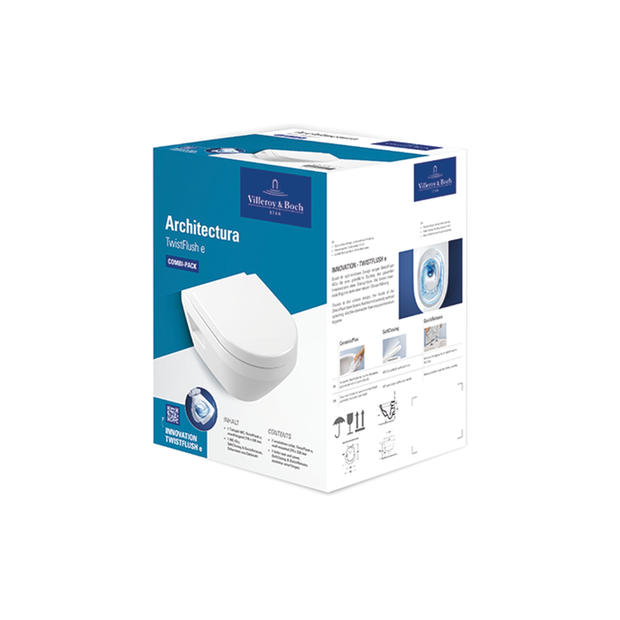 V&B Combi-Pack Wand-Tiefspül-WC Architectura 35x48cm, ov., Wandmont., waag., we C+ ; Villeroy & Boch