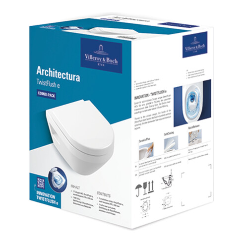 V&B Combi-Pack Wand-Tiefspül-WC Architectura 35x48cm, ov., Wandmont., waag., weiß