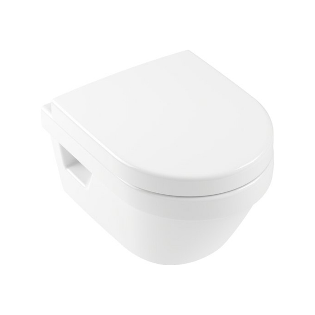 V&B Combi-Pack WC suspendu D-Flush Architectura 35x48cm, ov, blanc, horizontal, avec siège, blanc
