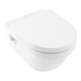 V&B Combi-Pack WC suspendu D-Flush Architectura 37x53cm, ovale, sans bride, blanc, avec siège, blanc C+