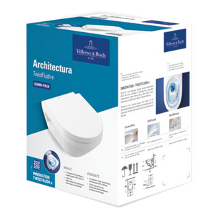 V&B Combi-Pack WC suspendu TwFl Architectura 37x53cm, ovale, horiz., mural, blanc C+