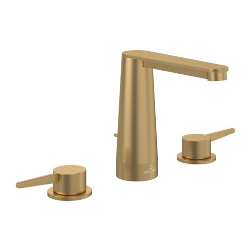 V&B Dreiloch-Waschtischarmatur Conum m Zugstangen- Abl-Garnitur, brushed gold