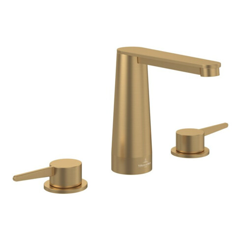 V&B Dreiloch-Waschtischarmatur Conum ohne Ablaufgarnitur, brushed gold