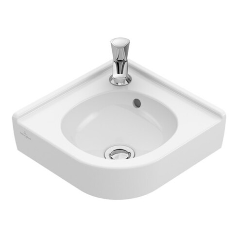 V&B Eck-Handwaschbecken O.Novo Compact 32cm Schenkell., m Hahnl., m ÜL, we C+