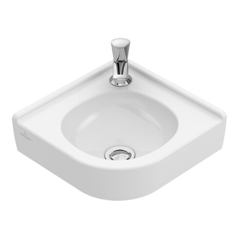 V&B Eck-Handwaschbecken O.Novo Compact 32cm Schenkell., m Hahnl., o. ÜL, weiß