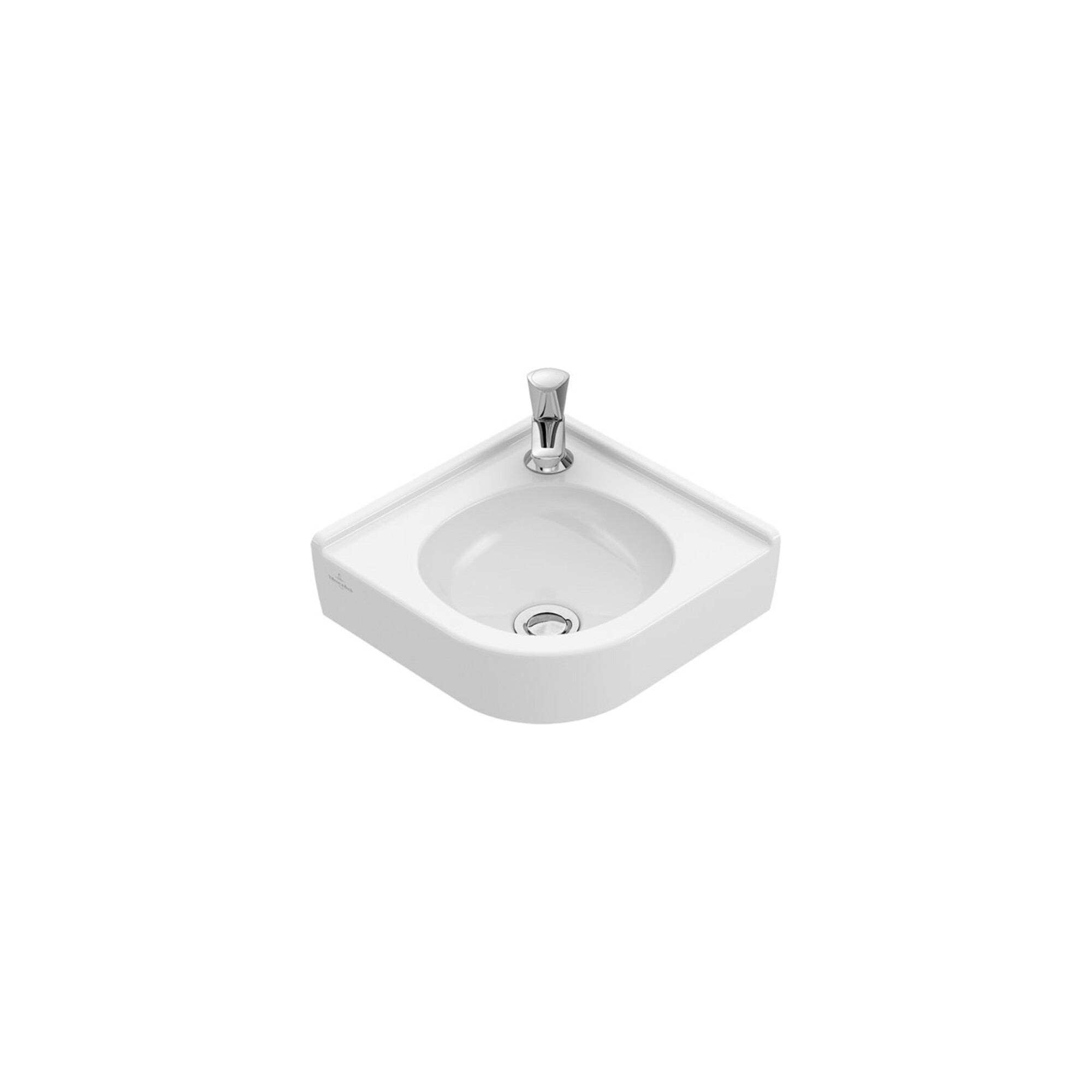V&B Eck-Handwaschbecken O.Novo Compact 32cm Schenkell., m Hahnl., o. ÜL, weiß ; Villeroy & Boch