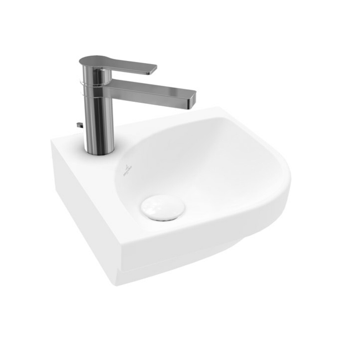 V&B Eck-Handwaschbecken Subway 3.0 32cm Schenk, eck., m HL/o ÜL, st. wh. C+