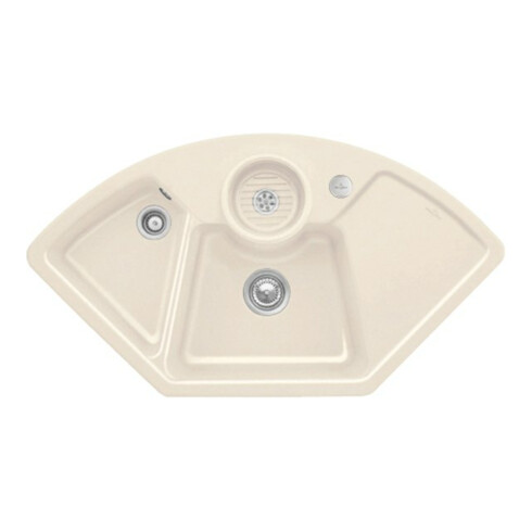 V&B Eckspüle Solo Eck m Abl.garn, Exzenter, crema CeramicPlus