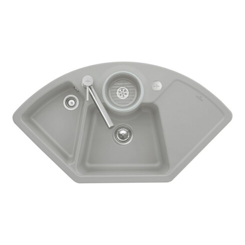 V&B Eckspüle Solo Eck m Abl.garn, Exzenter, fossil CeramicPlus