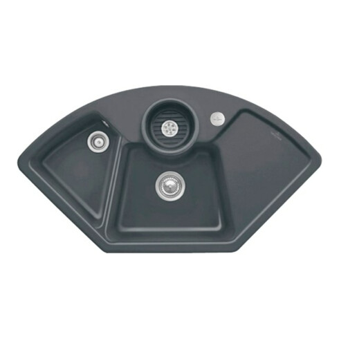V&B Eckspüle Solo Eck m Abl.garn, Exzenter, graph CeramicPlus