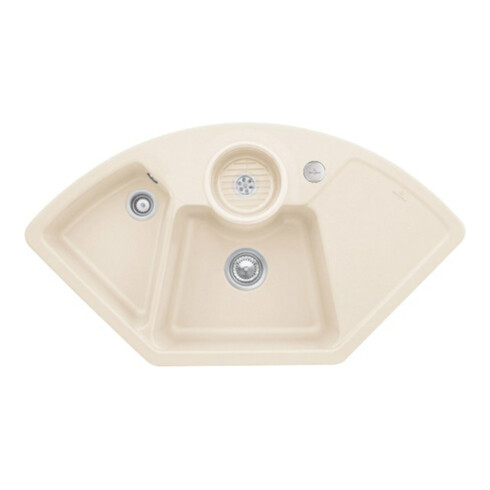 V&B Eckspüle Solo Eck m Abl.garn, Exzenter, ivory CeramicPlus
