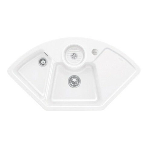 V&B Eckspüle Solo Eck m Abl.garn, Exzenter, sn wh. CeramicPlus