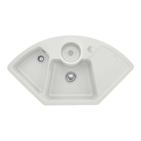V&B Eckspüle Solo Eck m Abl.garn, Exzenter, steam CeramicPlus