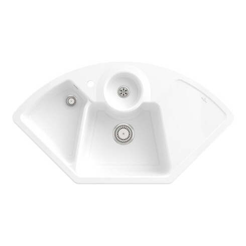 V&B Eckspüle Solo Eck m Abl.garn, Hand., sn white CeramicPlus