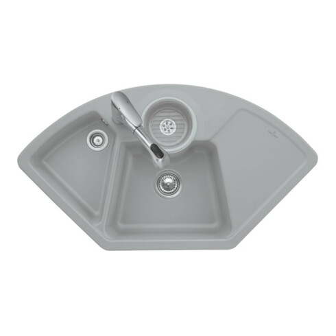 V&B Eckspüle Solo Eck Spülbecken, steam CeramicPlus