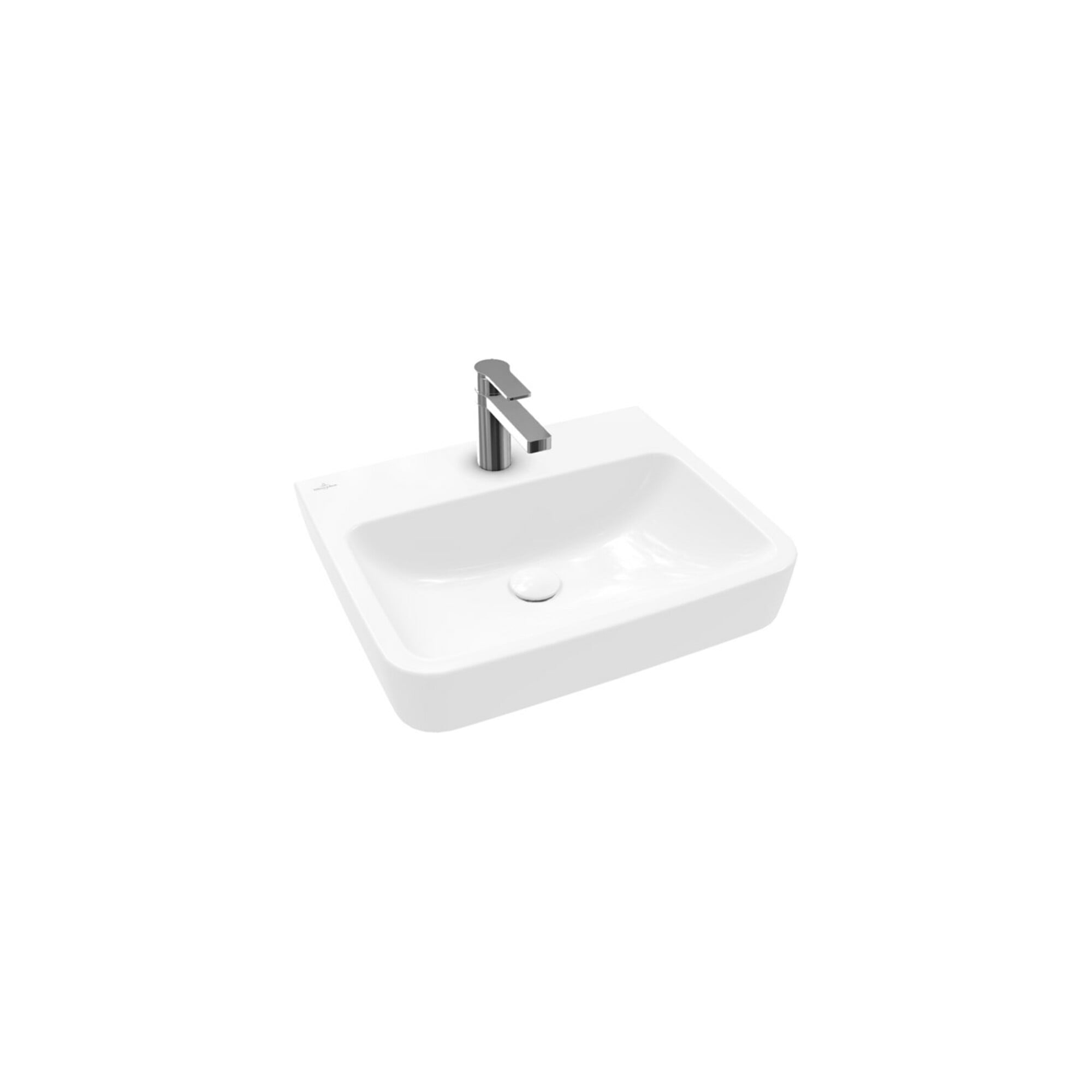 V&B Einbau-/Aufsatzwaschtisch O.NOVO 55x46cm, eck, m HL, o. ÜL, we A-bac C+ ; Villeroy & Boch