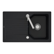 V&B Évier affleurant Linara 45 Flat avec garniture vidage, excentrique, noir pur