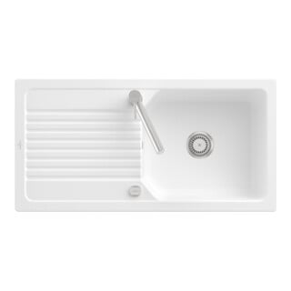 V&B Évier affleurant Linara 60 Flat avec garniture vidage, excentrique, acier blanc C-plus
