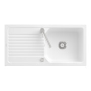 V&B Évier affleurant Linara 60 Flat avec garniture vidage, excentrique, acier blanc C-plus