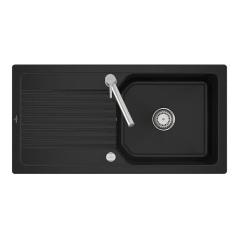 V&B Évier affleurant Linara 60 Flat avec garniture vidage, excentrique, Chrome CeramicPlus