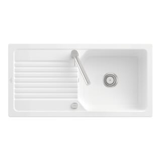 V&B Évier affleurant Linara 60 Flat c/ garniture vidage, excentrique, we alp CeramicPlus