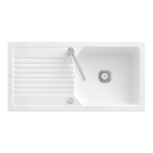 V&B Évier affleurant Linara 60 Flat c/ garniture vidage, excentrique, we alp CeramicPlus