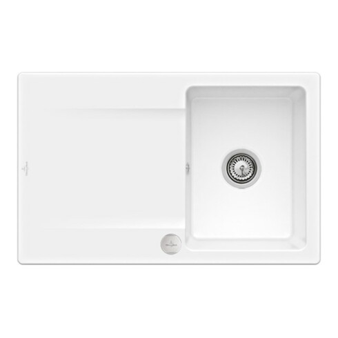 V&B Évier affleurant Siluet 45 Flat avec garniture, excentrique, blanc neige