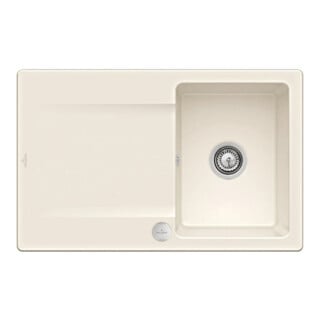 V&B Évier affleurant Siluet 45 Flat avec garniture vidage, commande excentrique, crema