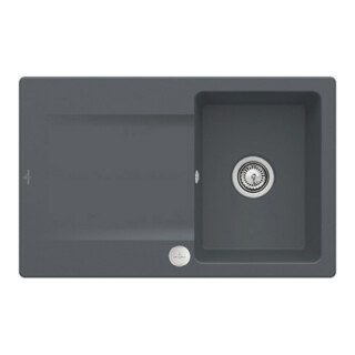 V&B Évier affleurant Siluet 45 Flat avec garniture vidage, commande excentrique, graphite