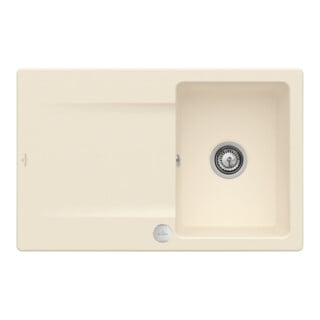 V&B Évier affleurant Siluet 45 Flat avec garniture vidage, commande excentrique, ivoire