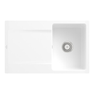 V&B Évier affleurant Siluet 45 Flat avec garniture vidage, commande manuelle, blanc neige