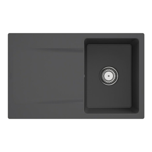 V&B Évier affleurant Siluet 45 Flat avec garniture vidage, commande manuelle, graphite