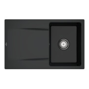 V&B Évier affleurant Siluet 45 Flat avec garniture vidage, commande manuelle, noir pur