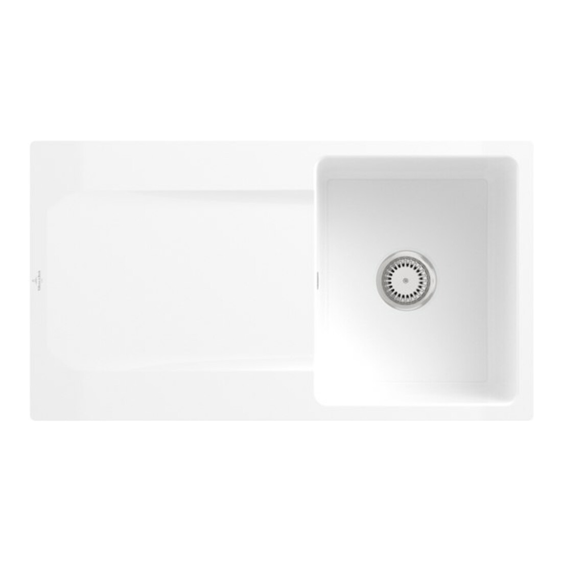 V&B Évier affleurant Siluet 50 Flat avec garniture de vidage, commande manuelle, blanc