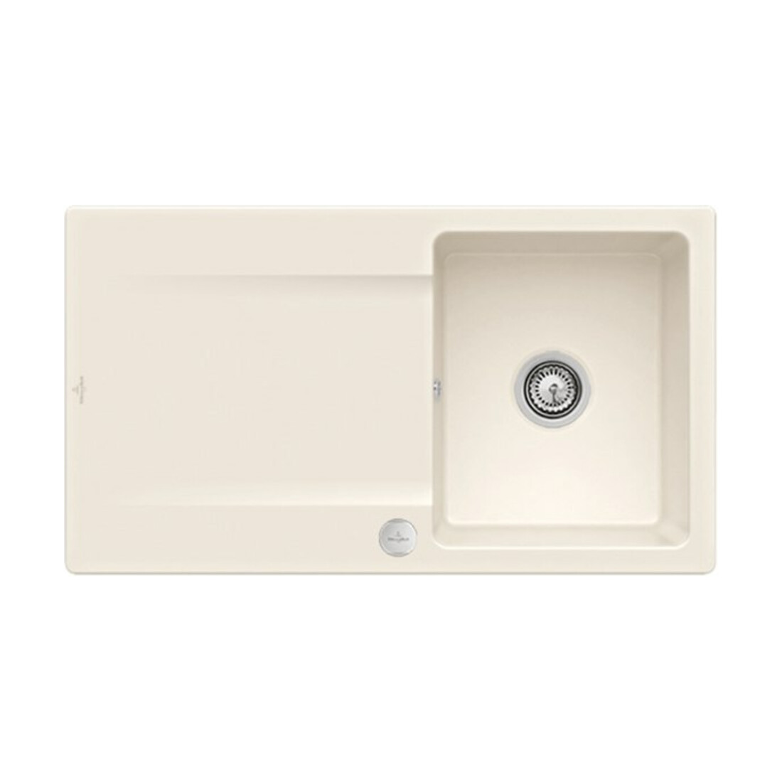 V&B Évier affleurant Siluet 50 Flat avec garniture vidage, commande excentrique, crema