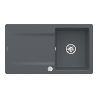 V&B Évier affleurant Siluet 50 Flat avec garniture vidage, commande excentrique, graphite