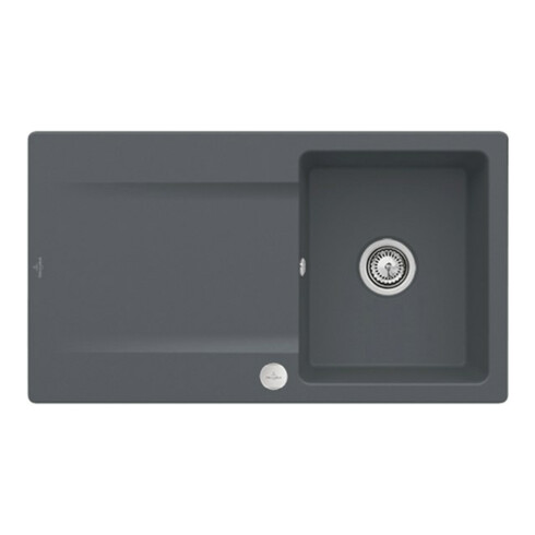 V&B Évier affleurant Siluet 50 Flat avec garniture vidage, commande excentrique, graphite