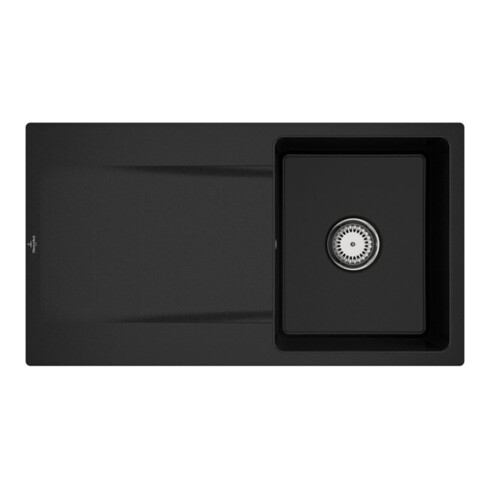 V&B Évier affleurant Siluet 50 Flat avec garniture vidage, commande manuelle, chromite