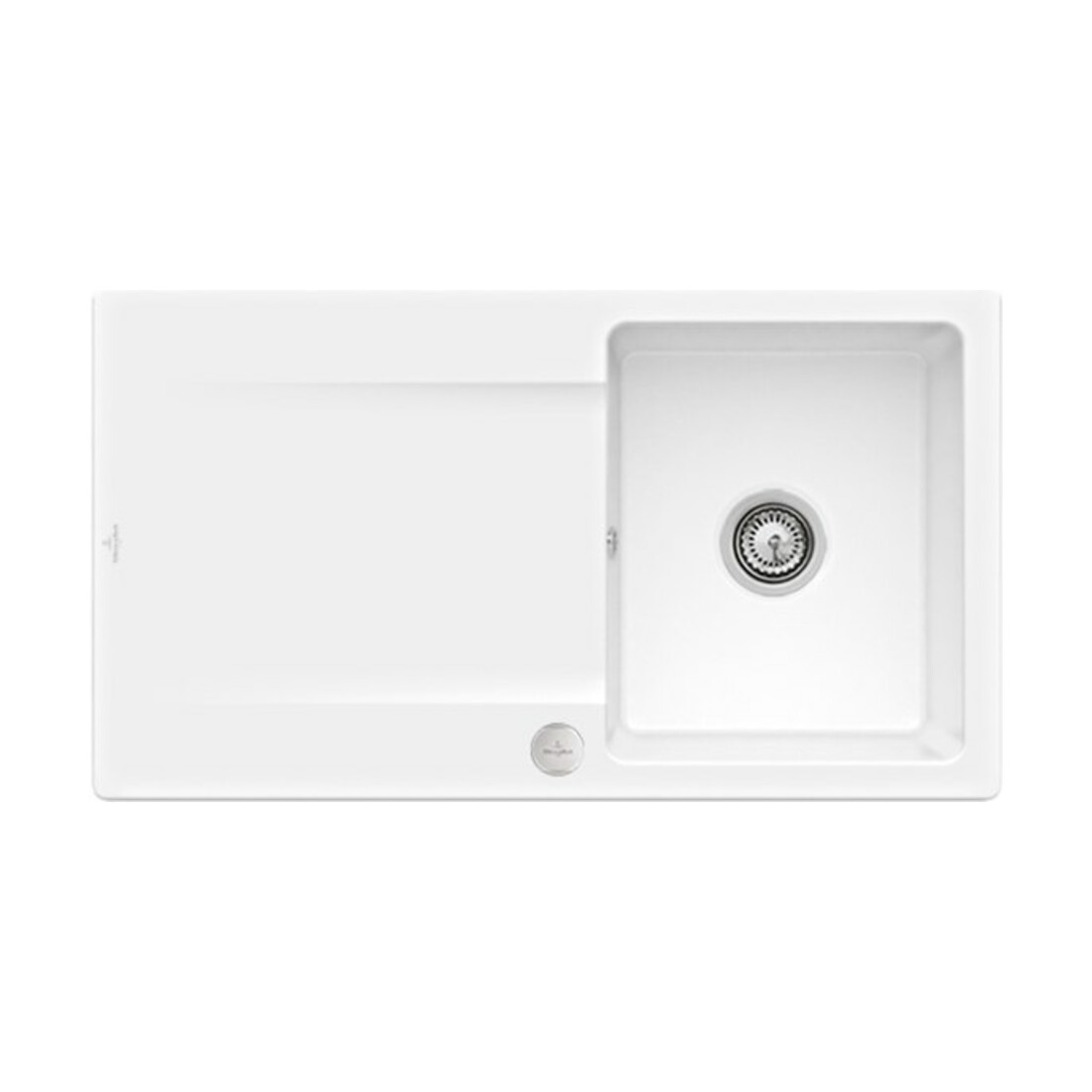 V&B Évier affleurant Siluet 50 Flat avec garniture vidage, excentrique, blanc neige