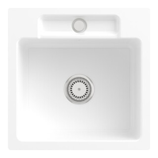 V&B Évier affleurant Siluet 50 S Flat avec garniture vidage, commande manuelle, blanc neige