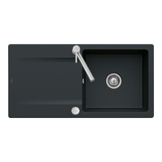 V&B Évier affleurant Siluet 60 Flat avec garniture, excentrique, noir pur