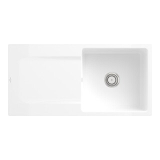 V&B Évier affleurant Siluet 60 Flat avec garniture vidage, blanc CeramicPlus